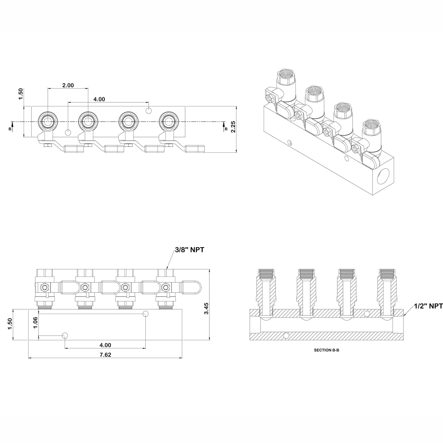 Fuel & Water Manifold - 4-Valve